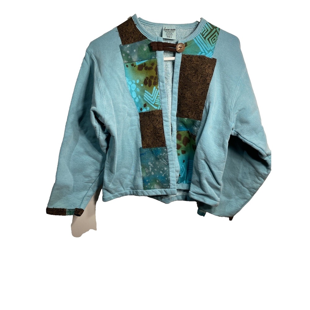 comfort colors womens vintage cardigan sweater size small long sleeve blue brown
